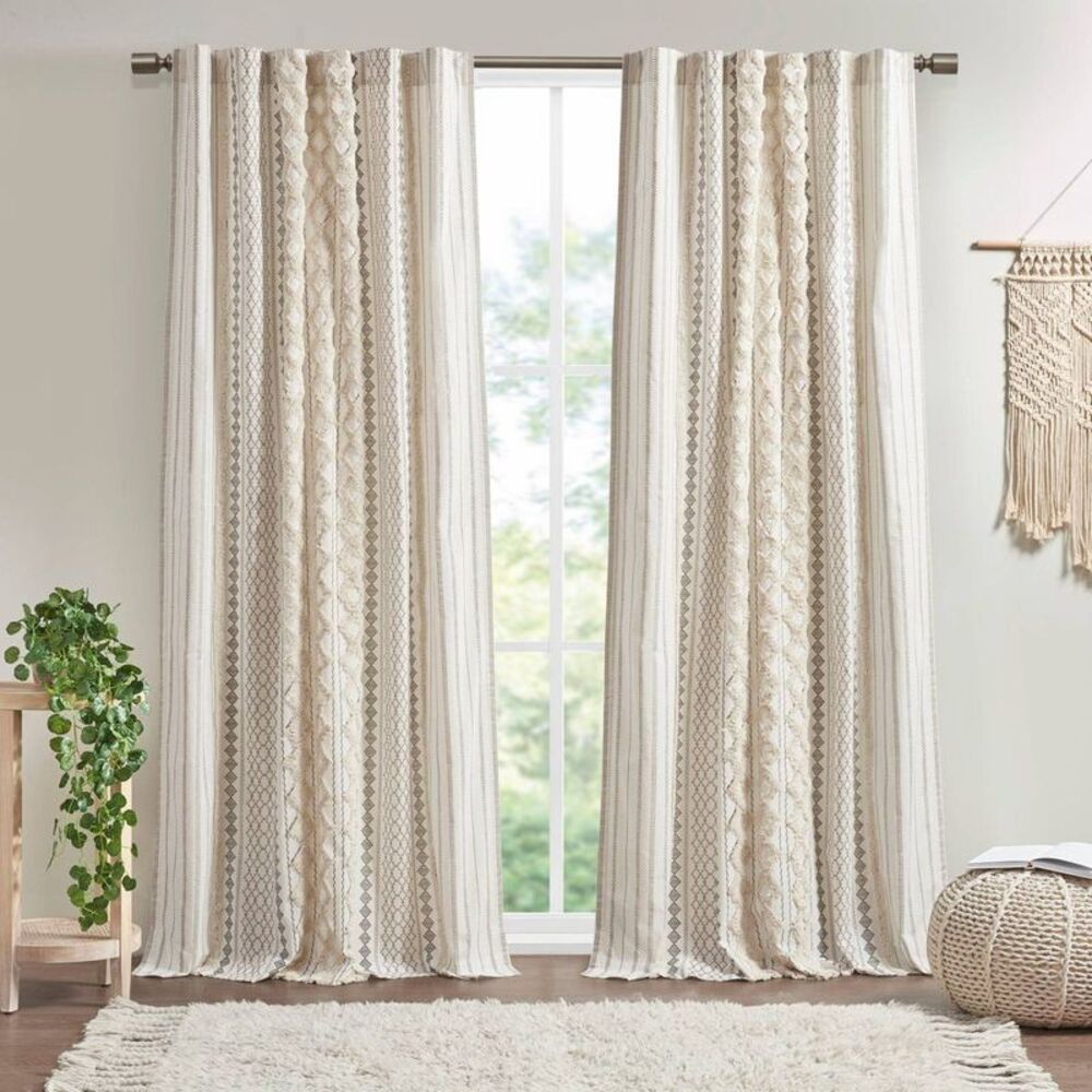 Ink+Ivy - 1pc 50"x84" Room Darkening Imani Lined Curtain Pan Ivory
